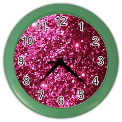 Pink Glitter Color Wall Clocks by Amaryn4rt
