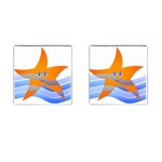 Beach Sea Sea Shell Swimming Cufflinks (Square) Front(Pair)