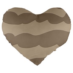 Pattern Wave Beige Brown Large 19  Premium Heart Shape Cushions by Amaryn4rt
