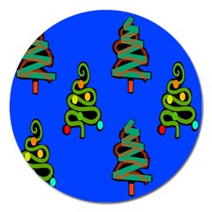Christmas Trees Magnet 5  (round) by Nexatart