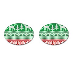 Christmas Jumper Pattern Cufflinks (oval) by Nexatart