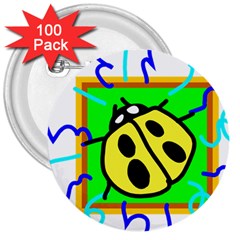 Insect Ladybug 3  Buttons (100 Pack)  by Nexatart
