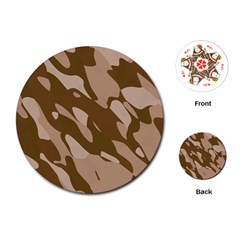 Background For Scrapbooking Or Other Beige And Brown Camouflage Patterns Playing Cards (round)  by Nexatart