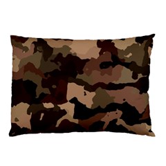 Background For Scrapbooking Or Other Camouflage Patterns Beige And Brown Pillow Case by Nexatart