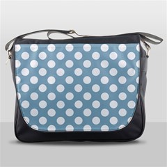 Blue Polkadot Background Messenger Bags by Nexatart