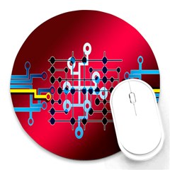 Board Circuits Trace Control Center Round Mousepads by Nexatart