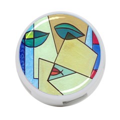 Abstract Art Face 4-port Usb Hub (two Sides)  by Nexatart