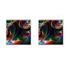 Abstract Rainbow Twirls Cufflinks (square) by Nexatart