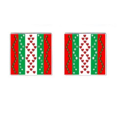 Christmas Snowflakes Christmas Trees Cufflinks (square) by Nexatart