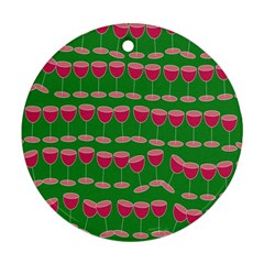 Wine Red Champagne Glass Red Wine Ornament (round) by Nexatart