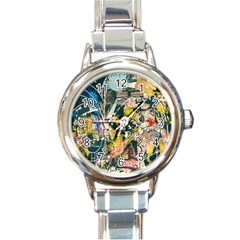 Art Graffiti Abstract Vintage Round Italian Charm Watch by Nexatart