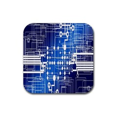 Board Circuits Trace Control Center Rubber Coaster (square)  by Nexatart