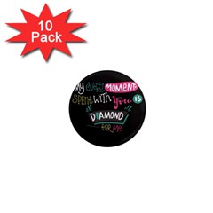 My Every Moment Spent With You Is Diamond To Me / Diamonds Hearts Lips Pattern (black) 1  Mini Magnet (10 Pack)  by FashionFling