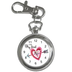 You Are My Beat / Pink And Teal Hearts Pattern (white)  Key Chain Watches by FashionFling
