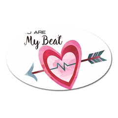 You Are My Beat / Pink And Teal Hearts Pattern (white)  Oval Magnet by FashionFling