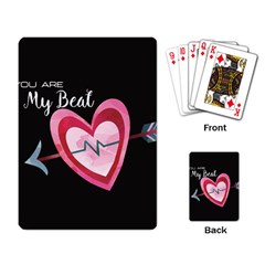 You Are My Beat / Pink And Teal Hearts Pattern (black)  Playing Card by FashionFling