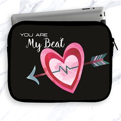 You Are My Beat / Pink And Teal Hearts Pattern (black)  Apple Ipad 2/3/4 Zipper Cases by FashionFling