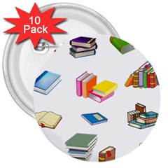 Bookworm Pattern 3  Buttons (10 Pack)  by athenastemple