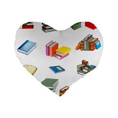 Bookworm Pattern Standard 16  Premium Flano Heart Shape Cushions by athenastemple
