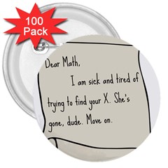 Mathx 3  Buttons (100 Pack)  by athenastemple