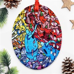 Colorful Graffiti Art Oval Filigree Ornament (two Sides) by Nexatart