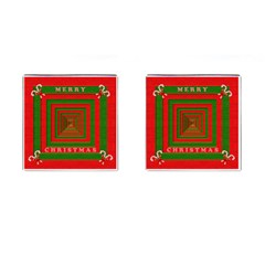 Fabric 3d Merry Christmas Cufflinks (square) by Nexatart