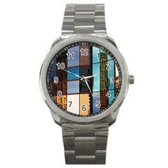 Glass Facade Colorful Architecture Sport Metal Watch by Nexatart