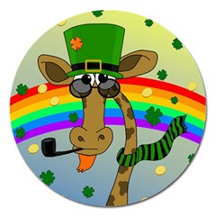 Irish Giraffe Magnet 5  (round) by Valentinaart