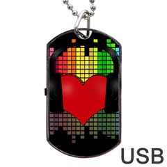 Love Music Dog Tag Usb Flash (one Side) by Valentinaart