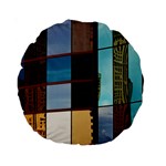 Glass Facade Colorful Architecture Standard 15  Premium Round Cushions Back