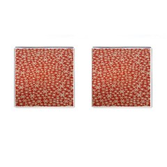 Holiday Snow Snowflakes Red Cufflinks (square) by Nexatart