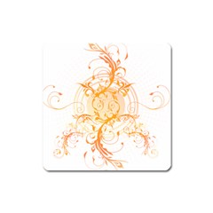 Orange Swirls Square Magnet by SheGetsCreative