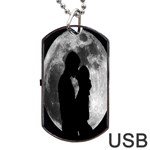 Silhouette Of Lovers Dog Tag USB Flash (One Side) Front
