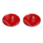 Simple Merry Christmas Cufflinks (Oval) Front(Pair)