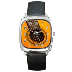 Vintage Guitar Acustic Square Metal Watch by Nexatart