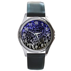 Fabric Animal Motifs Round Metal Watch by Amaryn4rt