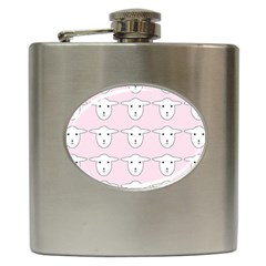 Sheep Wallpaper Pattern Pink Hip Flask (6 Oz) by Amaryn4rt