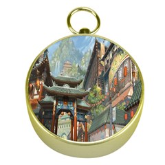 Japanese Art Painting Fantasy Gold Compasses by Amaryn4rt