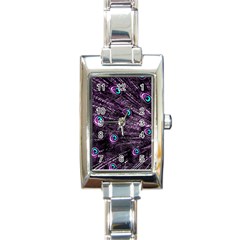 Bird Color Purple Passion Peacock Beautiful Rectangle Italian Charm Watch by Amaryn4rt