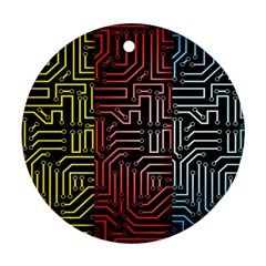 Circuit Board Seamless Patterns Set Ornament (round) by Amaryn4rt