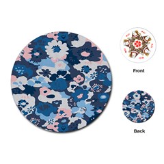 Fabric Wildflower Bluebird Playing Cards (round)  by Simbadda