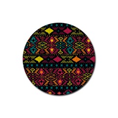 Traditional Art Ethnic Pattern Rubber Coaster (round)  by Simbadda