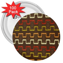 Fabric Texture Vintage Retro 70s Zig Zag Pattern 3  Buttons (100 Pack)  by Simbadda