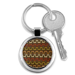 Fabric Texture Vintage Retro 70s Zig Zag Pattern Key Chains (round)  by Simbadda