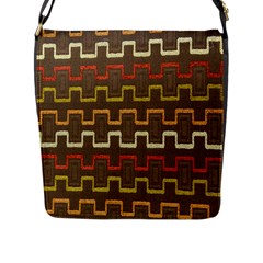 Fabric Texture Vintage Retro 70s Zig Zag Pattern Flap Messenger Bag (l)  by Simbadda