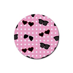 Pisunglass Tech Pink Pattern Rubber Coaster (round)  by Simbadda