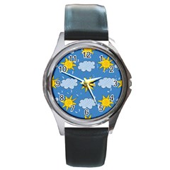 Sunshine Tech Blue Round Metal Watch by Simbadda