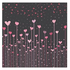 Pink Hearts On Black Background Large Satin Scarf (square) by TastefulDesigns