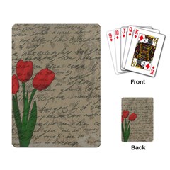 Vintage Tulips Playing Card by Valentinaart