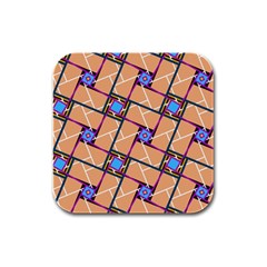 Overlaid Patterns Rubber Square Coaster (4 Pack)  by Simbadda